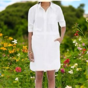 Madewell White Shirt-Dress Long Sleeves Button Front 100% Cotton Sz M